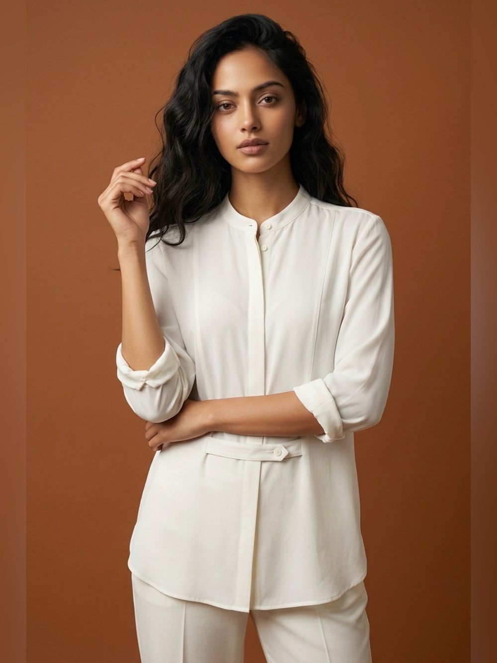 Equipment Femme Cream Silk Shirt, Size M